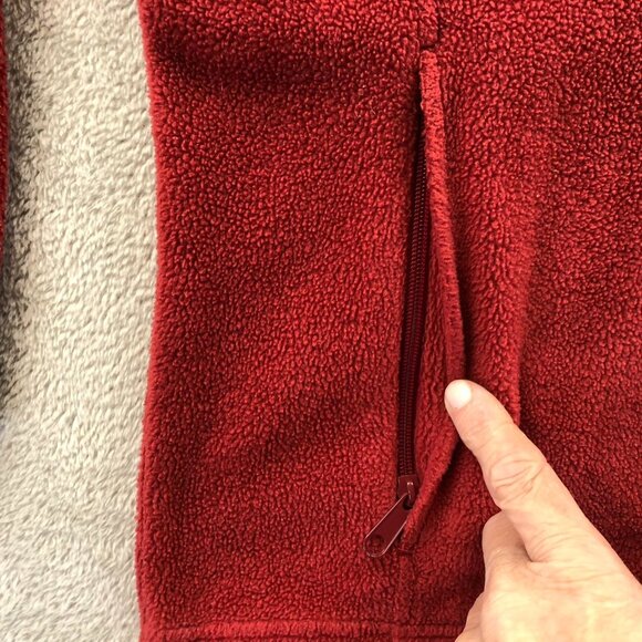 Columbia Womens Fleece Jacket Large Red Full Zip Mock Neck Outdoors Cozy Casual - Picture 10 of 16